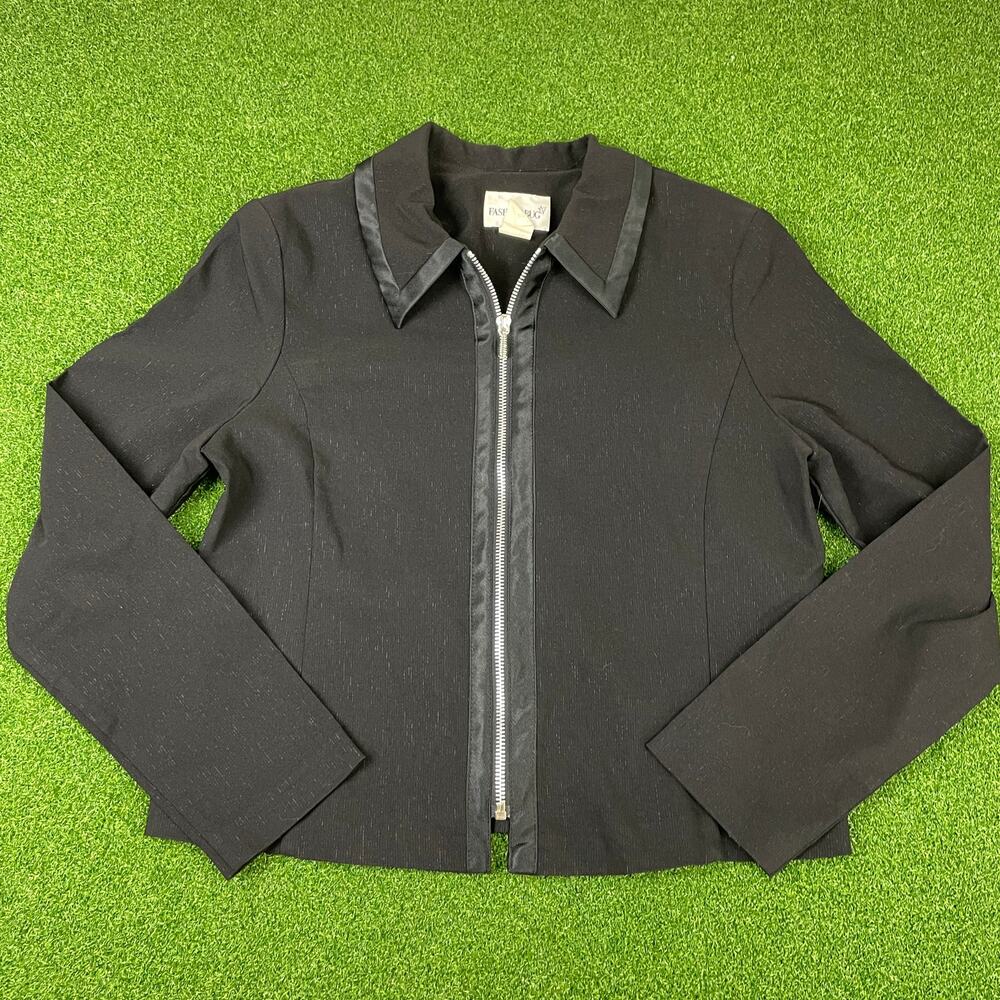 Vintage Fashion Bug Black Zip Up Blazer Jacket Sz 10